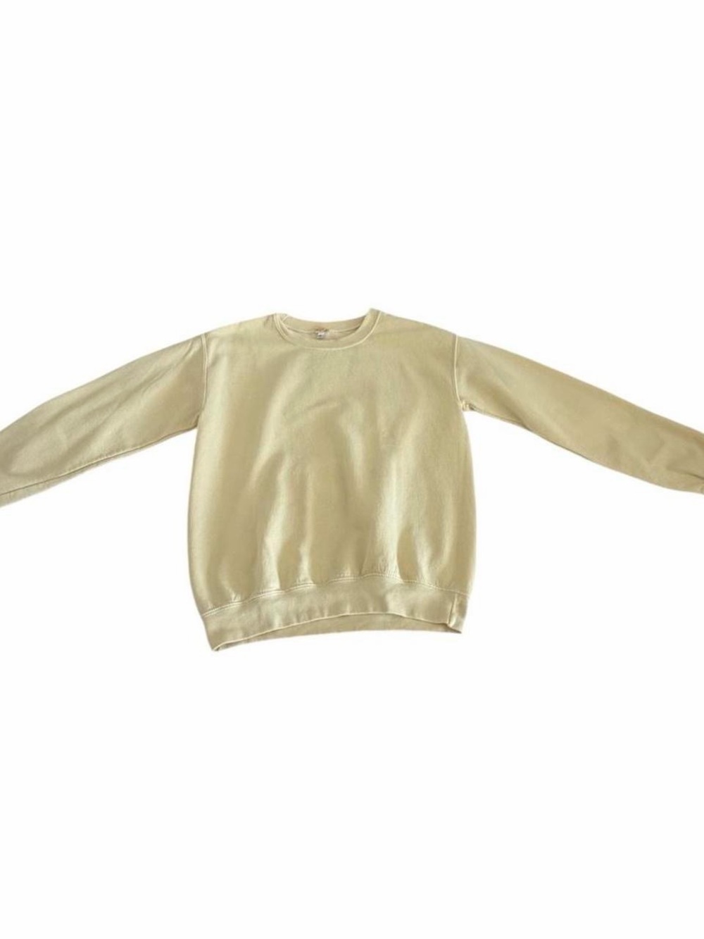 Brandy Melville Light Yellow Washed Crewneck Pullover Sweatshirt Small - Picture 3 of 8